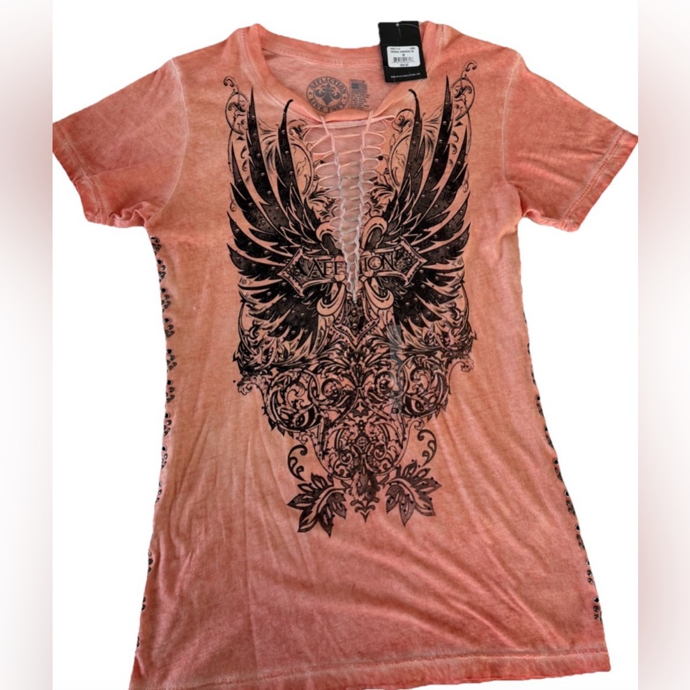 Affliction Peach Graphic Tee